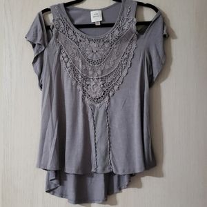 Knox Rose grey cold shoulder top